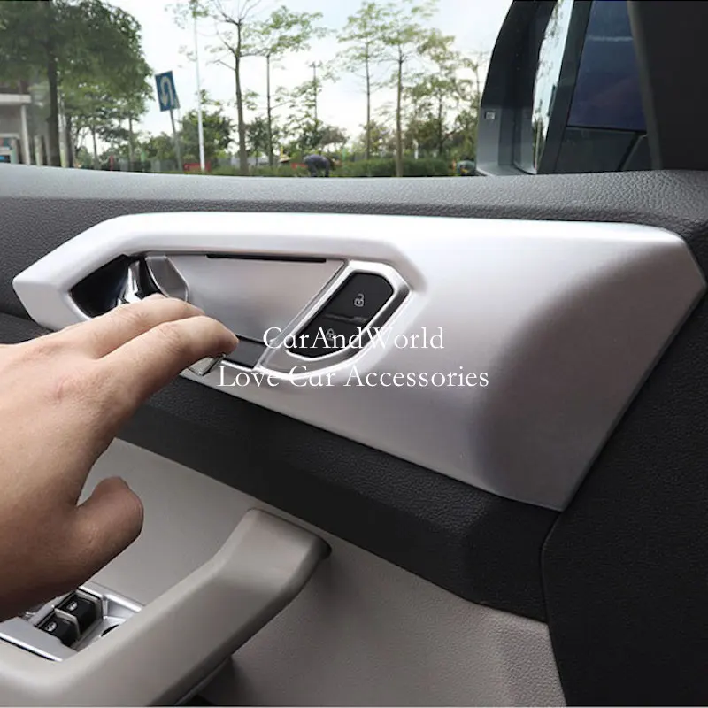 Внутренняя дверная чаша, панель, крышка ручки, рамка, отделка для Volkswagen VW T-CROSS, углеродное волокно, аксессуары для стайлинга автомобилей