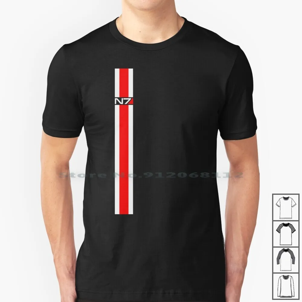 N7 Systems Alliance Military Stripe T Shirt 100% Cotone N7 Systems Mass Alliance Military Space Shepard Commander Citaur