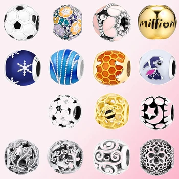 

2019 100% 925 Sterling Silver Classic Gold Round Charm Beaded Bracelet DIY Accessories Beaded Free Shipping Wholesale