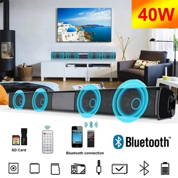 Bluetooth-саундбар 40 Вт беспроводной с пультом дистанционного - Цена: 