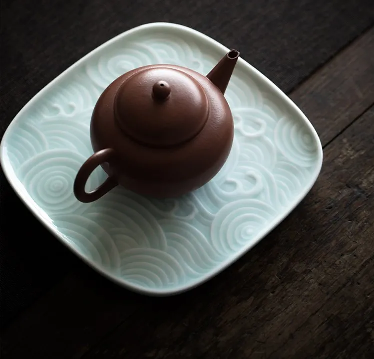 Керамический чайник база волны Стиль Квадратная тарелка для чашки для чайной церемонии кунг-фу/горшок сервировочный поднос Китай чайный набор аксессуары