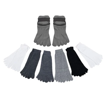 

12 Pairs Soft Sports Men Comfortable Five Seperate Finger Toe Socks Cotton Warm Ran Color & Light Grey
