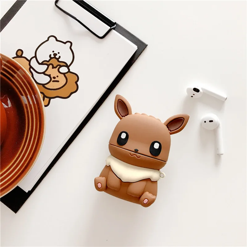 

3D Bluetooth Earphone Case for Airpods Cute Silicone Protective Cover for Airpods 2 Accessories Keychain Stereoscopic Charmander
