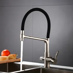 Kitchen Faucet Hot & Cold Brass Sink Mixer Direct Drinking Water Tap Pull Out Spray Nozzle Rotating Single Handle Deck Mounted