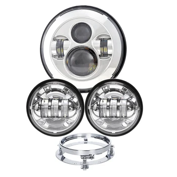 

1 Kit Led Light For Motorcycel 7'' Headlight 4.5 Passing Fog Lamp Bracket For Harley Touring Softail Dyna Trike Fat Bob Heritage