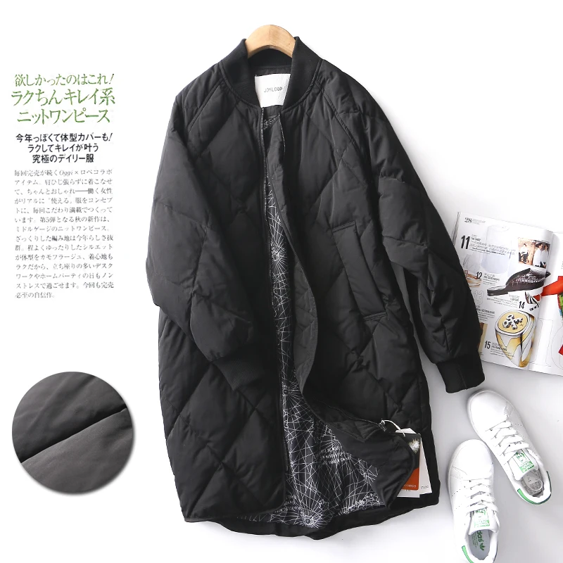 SINGRAIN New Women Thick Baseball Long Down Coat Winter Ultra Light Streetwear Oversized Harajuku Korean Down Jackets Winter