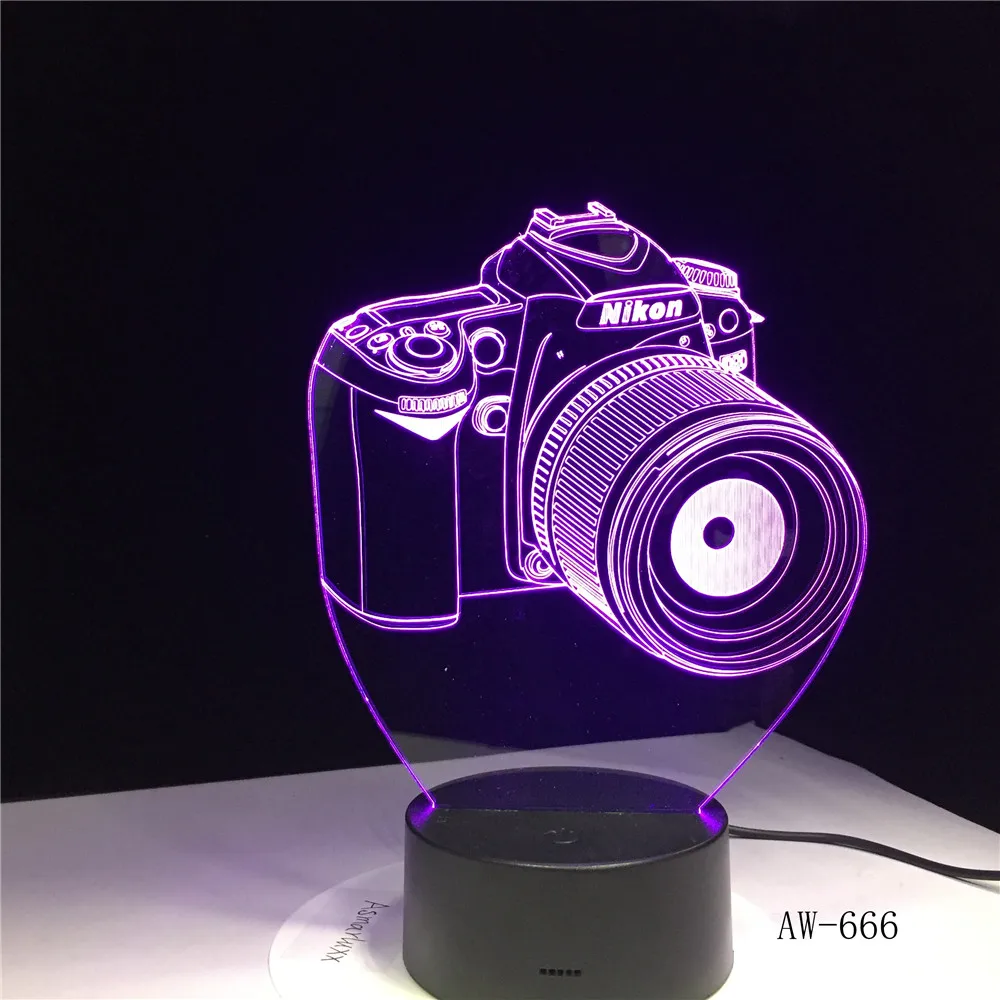 Светодиодный светильник для развлекательной камеры, 3D светодиодный светильник, цветной проекционный 3d-светильник, 2D акриловая панель, лампа для офиса, AW-666