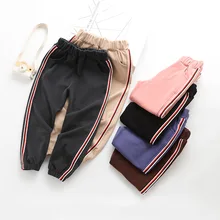 Детская одежда из Южной Кореи для девочек; эластичные гимнастические брюки с мультипликационным принтом; Теплые повседневные брюки для больших детей; сезон осень