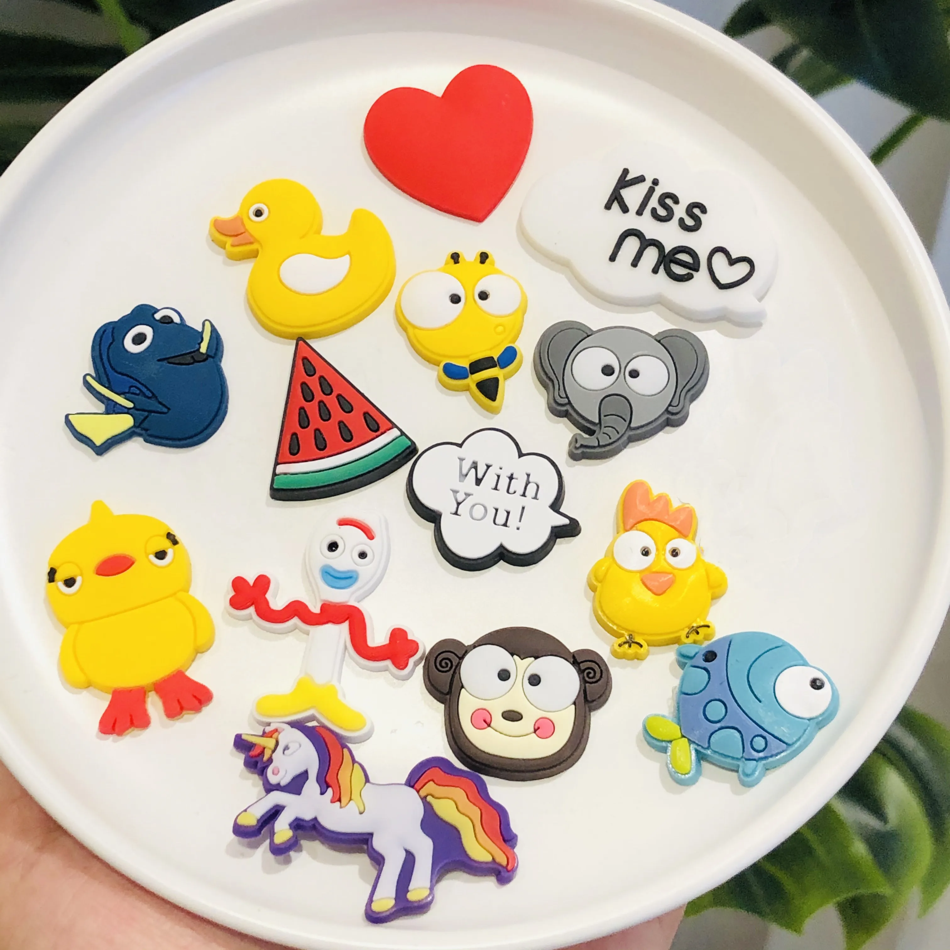 1PCS Cartoon Animal PVC Flat Back Accessories Craft Watermelon Heart Elephant Icon Trinkets For DIY Shoes Charms Phone Casew | Украшения и