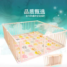 Складной детский игровой забор для прогулок из цельного дерева