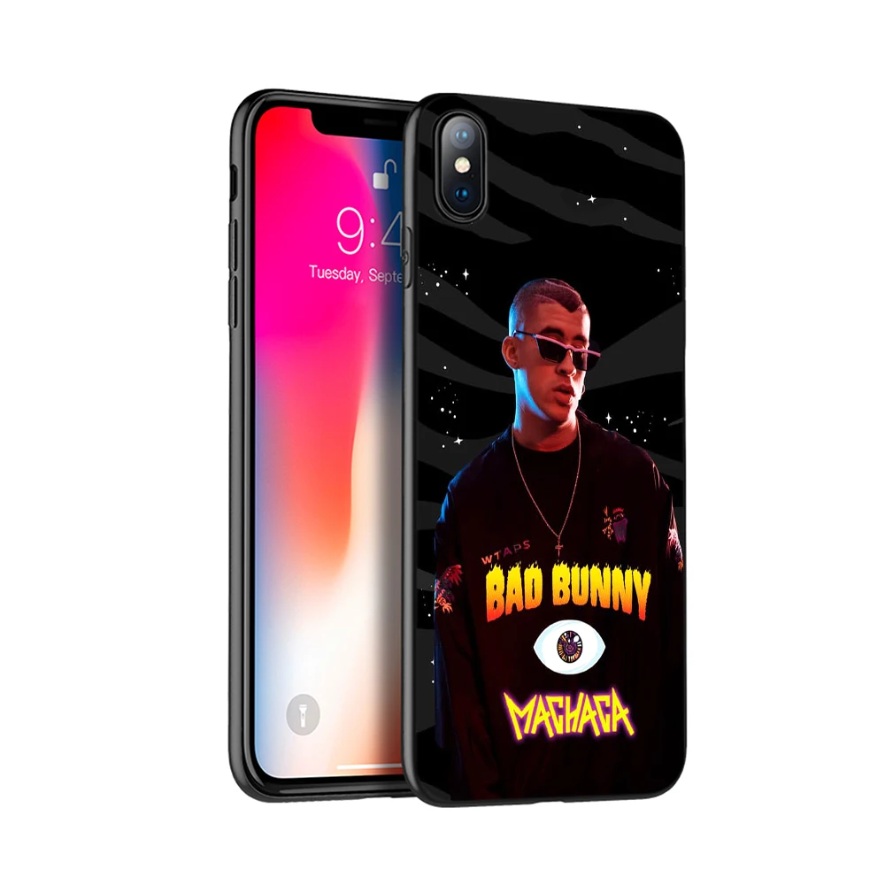 Черный чехол из ТПУ для iphone 5 5s se 6 6s 7 8 plus x 10 силиконовый XR XS 11 pro MAX Bad Bunny