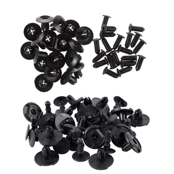 

40 Pcs Bumper Clip: 20 Pcs 8Mm Panel Clips Plastic Rivet Black & 20 Pcs Fender Lock Push Screw Pin Clips