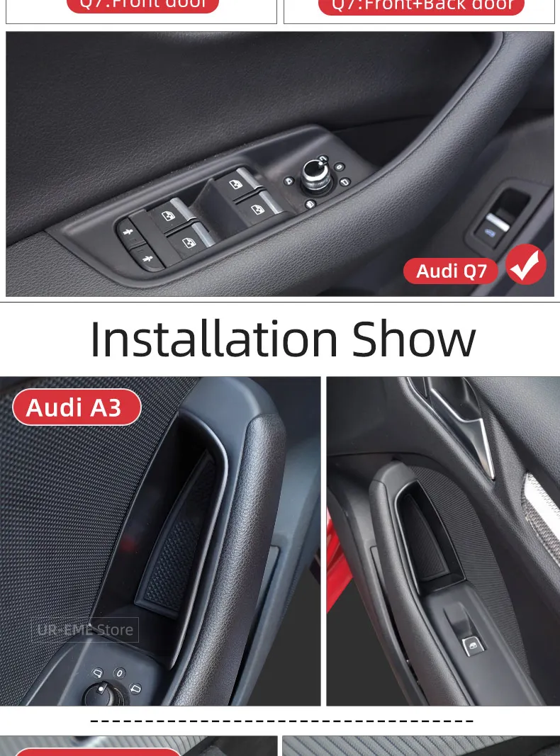 Автомобильные дверные ручки для хранения сумка-Органайзер для автомобиля коробка автомобильный держатель телефона для ауди Audi A3 8V A4 B9 B8 A5 A6 C8 C7 A7 Q5 Q7 аксессуары