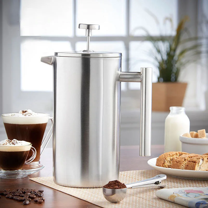 Insulated Cafe Pot Press Stainless Steel Coffee Tea Filter Maker Plunger Pitcher Caffetiere 350ml With One Basket | Дом и сад