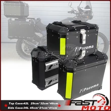 3 Cases 2x 34L Side Boxes 42L Top Case Tail Boxes Luggage Cargo Universal Pannier w/Quick Release Mount Kit for BMW R1200 MT FZ