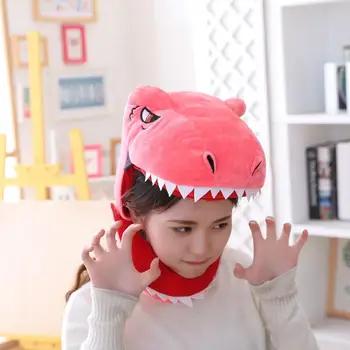 

Party Hats Plush Funny Dinosaur Hat Easy Matching Unisex 350x200mm Halloween Cosplay Cap for Children Adult Party Decor Props