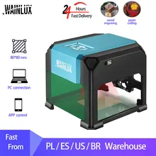 Wainlux k4 3000mw mini máquina cnc gravador a laser carving máquina diy logotipo impressora cortador carpintaria gravura