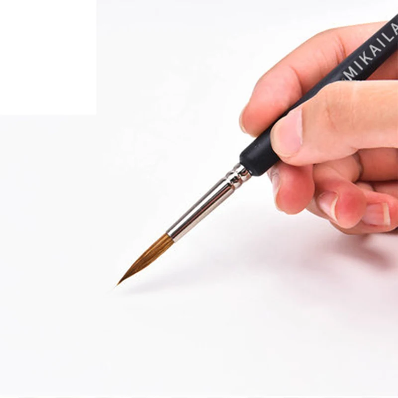MIKAILAN Wolf Hair Paint Brush Fine Hand-painted Hook Line Pen Round Tip Miniature Brush For Drawing Gouache Oil Painting Brush 6