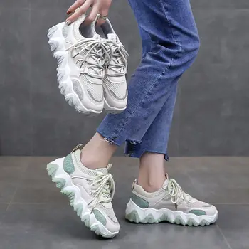 

Breathable Shoes Women Autumn Casual Designer Sneakers 5cm Heel Vulcanized Shoes Lady Chunky Sport Shoes Zapatos De Mujer 2020