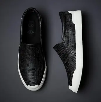 

Nice Summer New Fashion High Grade Men Fenestrated Leather slip-on Casual Shoes Trend Shoes Loafers