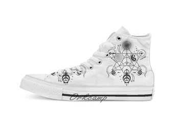 

Sacred Crops Black Custom Casual High Top lace-up Canvas shoes sneakers Drop shipping