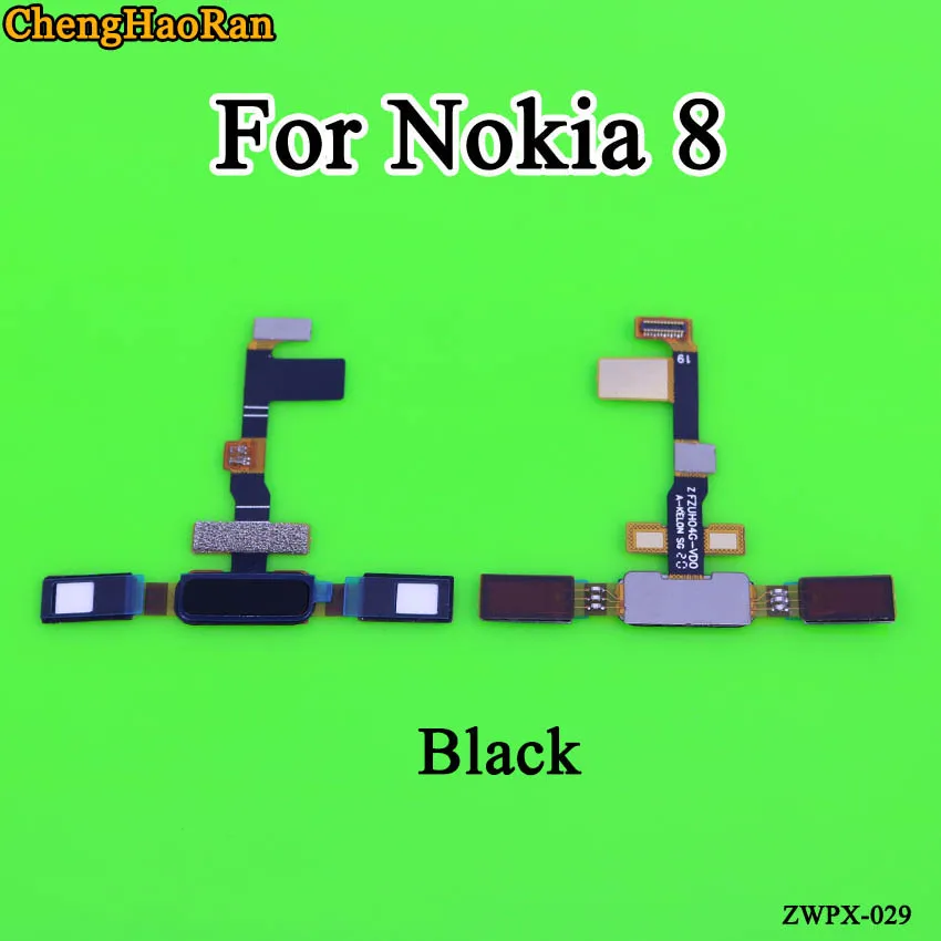 ChengHaoRan 1 шт. датчик отпечатков пальцев для Nokia 8 TA-1012 датчик отпечатков пальцев задняя Кнопка Домой Шлейф Запасные части - Цвет: Black