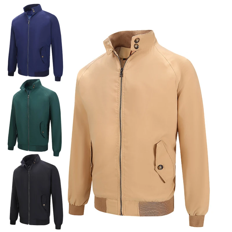 

British Style Mens Jacket Autumn Clothes Windbreaker Thin Coat Male Outwear Stand-up Collar