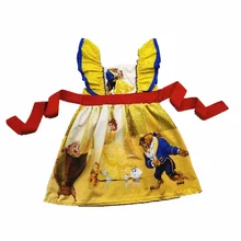 Всесезонная детская одежда, костюм на подтяжках, желтое платье, костюм «Красавица и Чудовище» для девочек