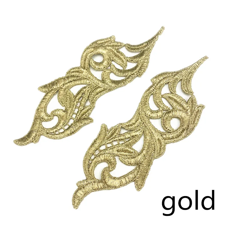 gold Zsbszc 5 пар флуоресцентных цветов с кружевной отделкой для танго, балетных костюмов, платье, Декор, шитье, ремесла, Кружевная аппликация, нашивка DA002 - Цвет: gold