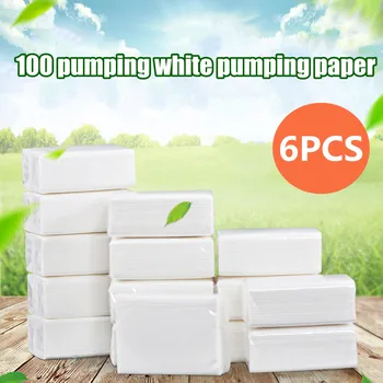 

6PCS White Paper Hand Towels Pack Of 100 Sheets Tissues Napkin Soft Toilet Paper Roll туалетная бумага Best Sale 2020 Product@40