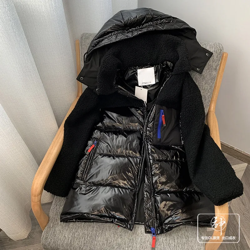 

A Generation of 2019 Autumn And Winter New Products-Style Lambs Wool Joint Bright Surface Hooded Versatile Cotton Coat Coat Enti