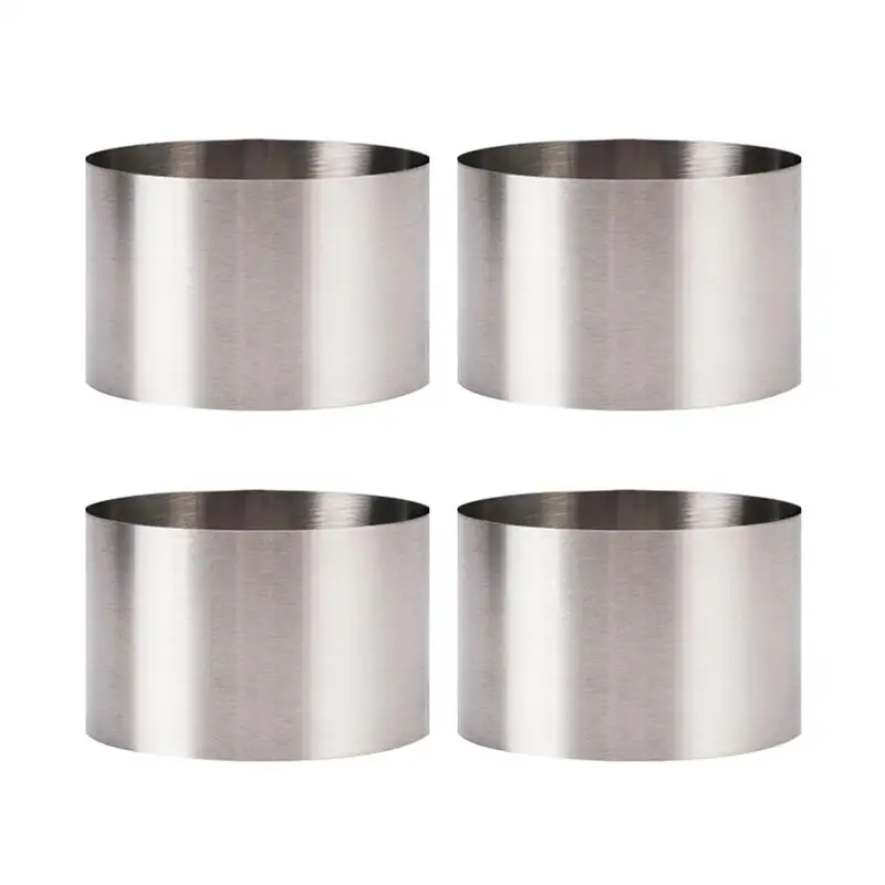 4pcs 6x6x5cm Circular Stainless Steel Mousse Ring Cake Cookie Baking Mold Stainless Steel Biscuit Mould for Baking