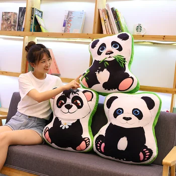 

50cm cartoon soft printed pattern panda plush pillow cartoon cute soft sofa bed cushion pillow decoration home goods children's