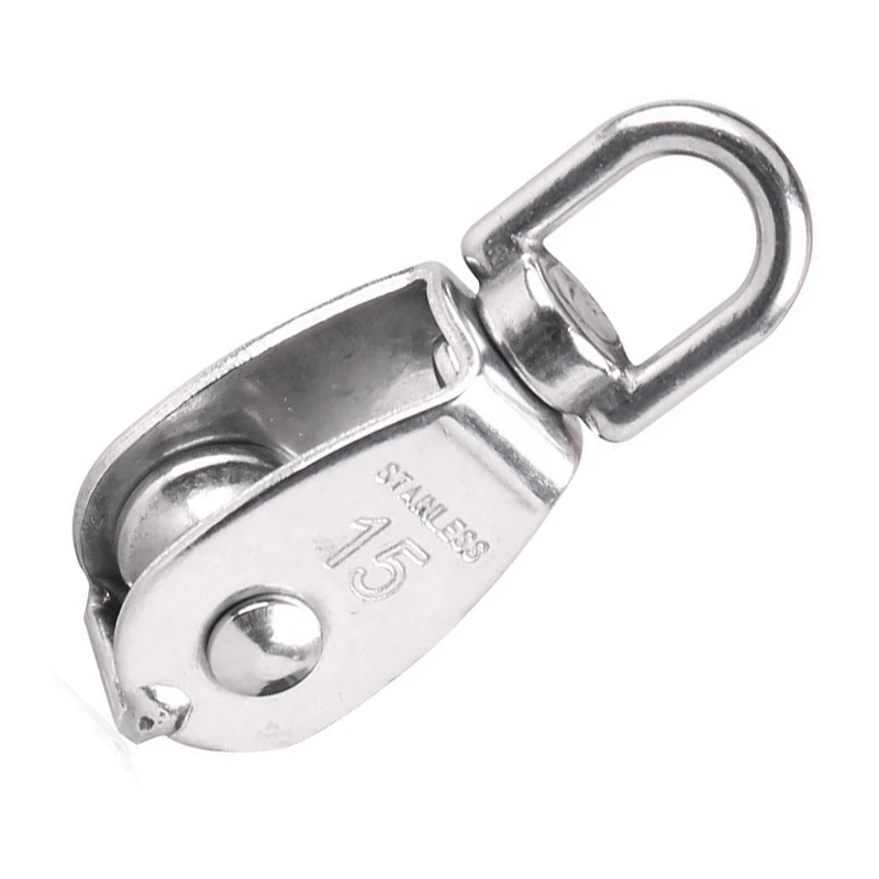 Crane Pulley Block M15 Lifting Crane Swivel Hook single Pulley Block Hanging Wire Towing Wheel 10Pcs