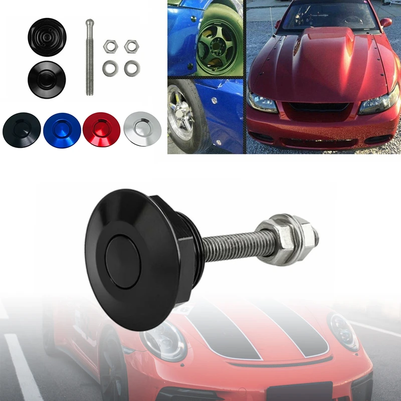 Color : Blue Big Mother Fit for 2X Push Button Quick Release Car Hood Bonnet Latch Pin Lock Bumper Clip Black Airride Eibach Accuair Ta Technix Clip Latches