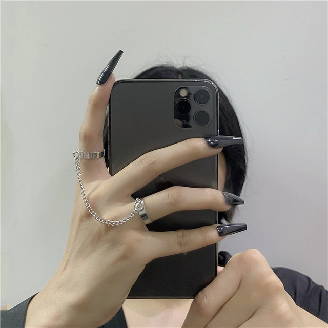Butterfly Hip Hop Rings Multi-layer Adjustable Chain Two Open Finger Rings Alloy man Rotate Rings for Women Party Gift