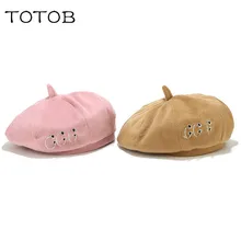 Женская корейская шляпа с тремя кольцами, шляпа художника, британский стиль, железное кольцо, берет, женская осенняя и зимняя шерстяная шляпа в стиле ретро