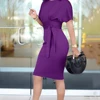 Summer ladies formal dresses for office bodycon sexy Ruched V Back Zipper Casual Wear to Work business Party Pencil Dress ► Photo 3/6