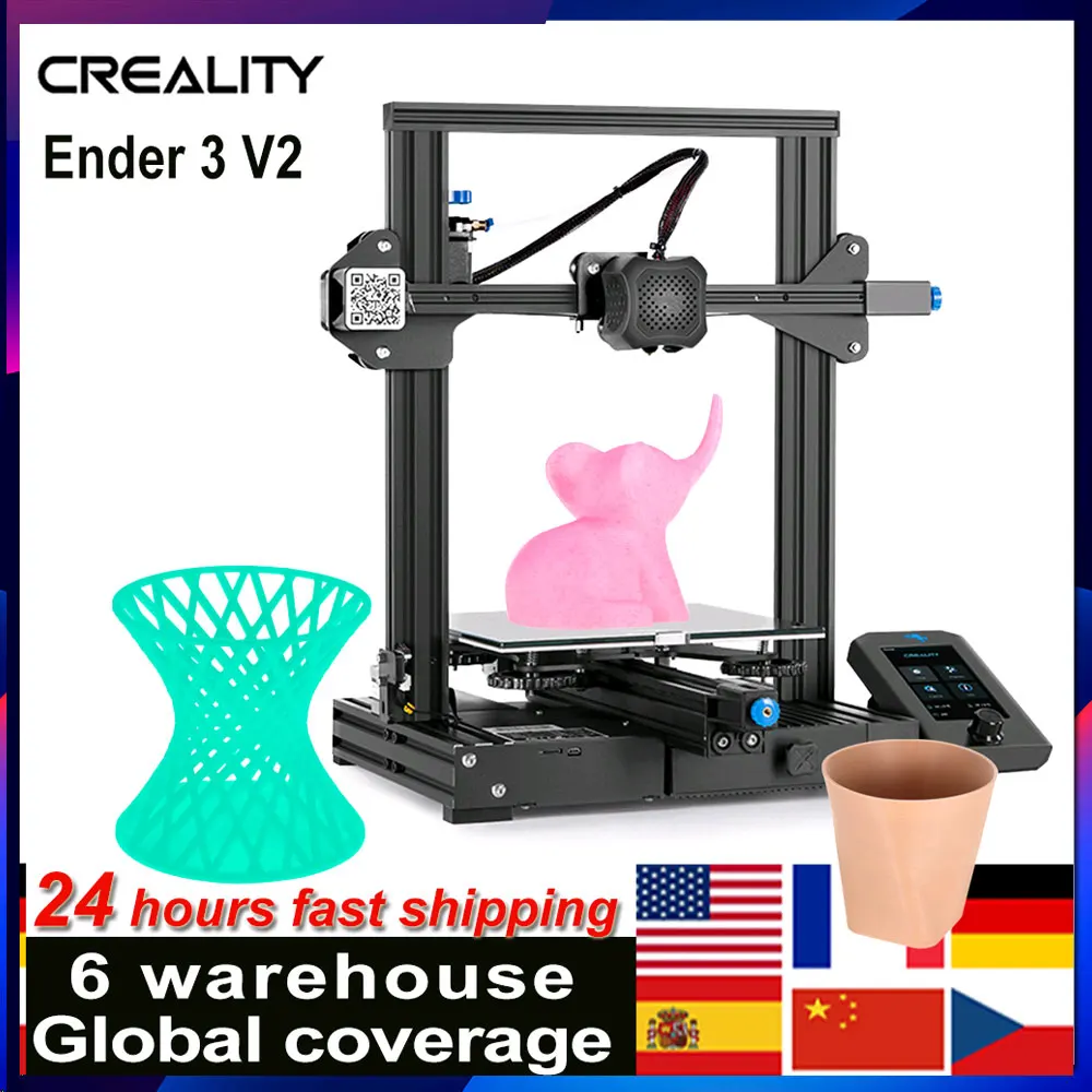 Creality 3D Ender-3 V2 3D Printer Kit All-Metal Integrated Structure Silent Mainboard