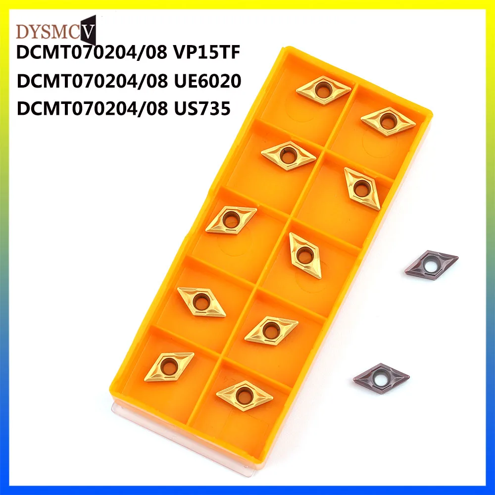 10 шт. карбидные пластины CCMT070204/08UE6020 DCMT070204/08 VP15TF для резки Поворотная лопасть