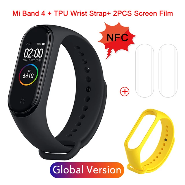 Xiaomi mi-браслет 4 NFC Smartband пульсометр мониторинг сна Спорт mi Band 4 Водонепроницаемый Bluetooth Сенсорный экран Смарт-браслет - Цвет: NFC Global 3
