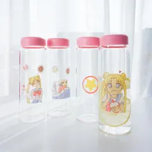 Anime Sailor Moon Water Bottle Cosplay Transparent Glass Cup Portable Travel Bottle Halloween Christmas Gift Cartoon Cup