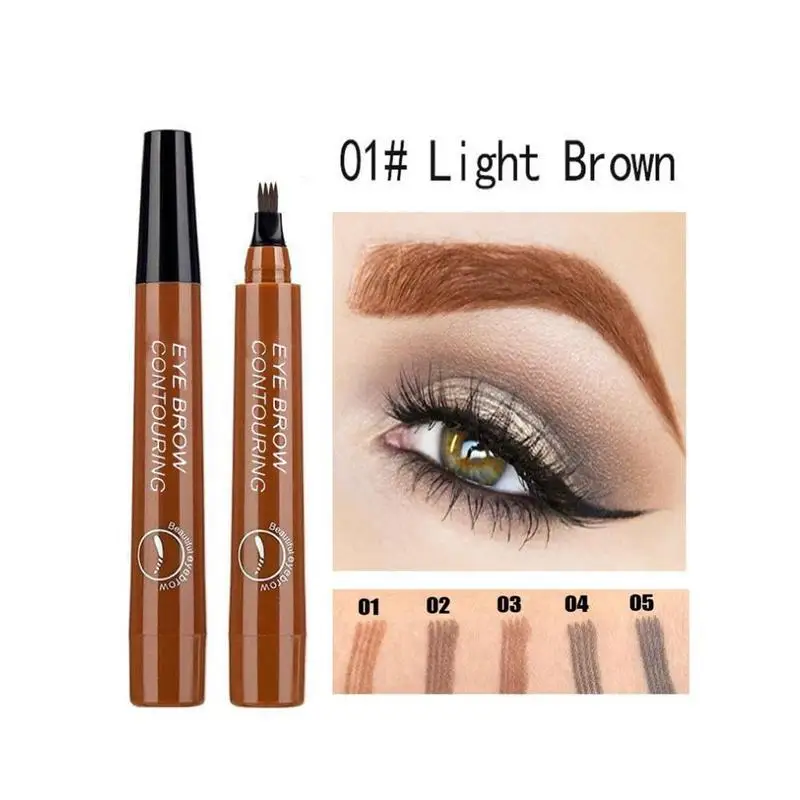 Makeup Eyebrow Pencil Waterproof Fork Tip Eyebrow Tattoo Pencil Long Lasting Professional Fine Sketch Liquid Eye Brow Pencil - Цвет: light brown