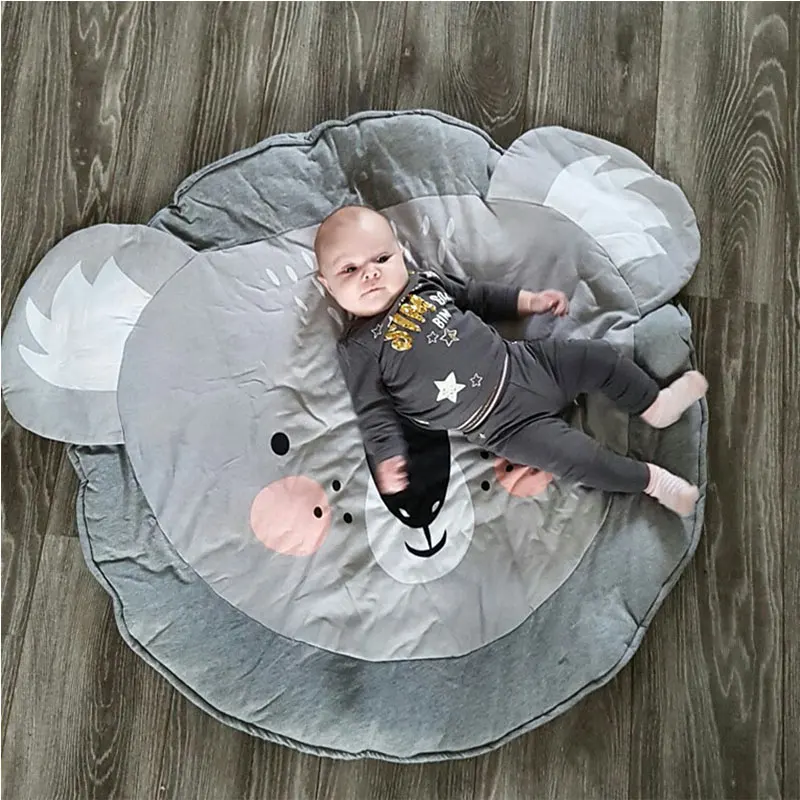 Мягкий детский игровой коврик Мультяшные животные Детские ползающие круглые