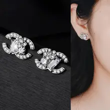 S925 серебряные серьги, C буквы серьги "цветок сливы", подарок на день Святого Валентина Модные ювелирные изделия серьги-гвоздики