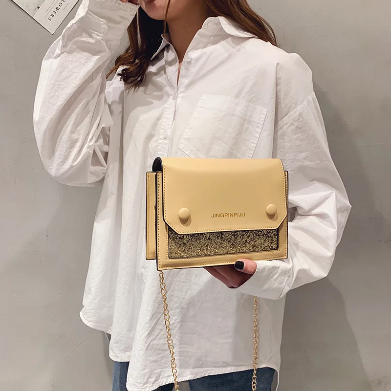 

WOMEN'S Bag 2019 New Style Sequin Square Sling Bag Women's Versatile Graceful Women's Chain Crossbody Bag