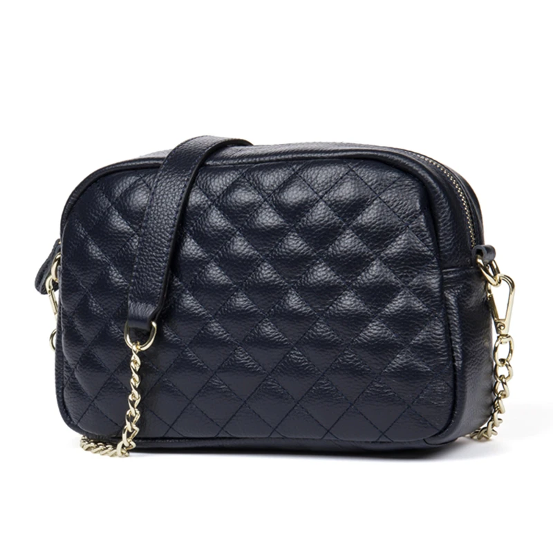 Сумка на плечо женская из натуральной кожи маленький мессенджер в клетку со