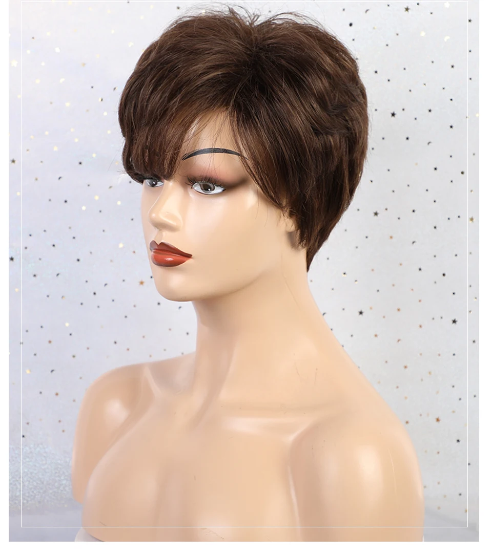 Haircube синтетические короткие прямые волосы парики Pixie срезанные серые цвета 50% человеческие волосы Омбре блики сторона челка смесь парик для женщин