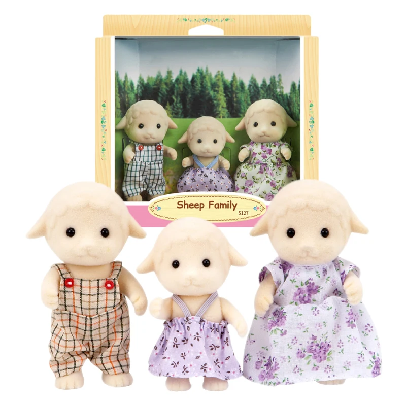 S01 Sylvanian Families кукольный домик пушистые фигурки овечья семья 3 шт. игрушки для животных куклы подарок для девочек Новинка 5127