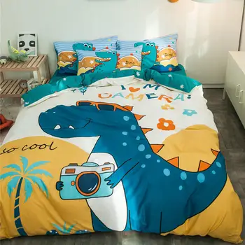 

Children's Bedding Set Blue dinosaur Bedding cotton Bed Set 8 styles Bed Linen Twin Queen Size Bed Sheet Cartoon Duvet Cover Set
